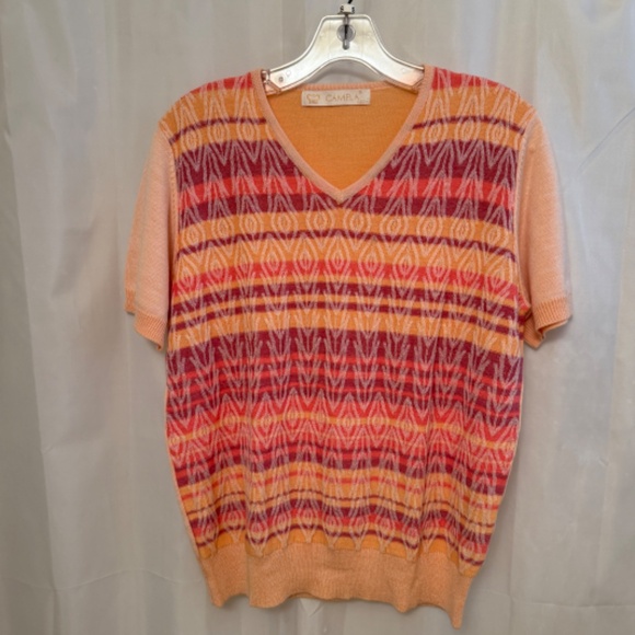 Camela Wool Blend Raised Geometric Knit Top Size 40 (M) – Pink, Peach & Burgundy - Picture 2 of 11